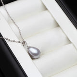 925 Silver Freshwater Pearl Necklace Pendant Women Birthday Gift