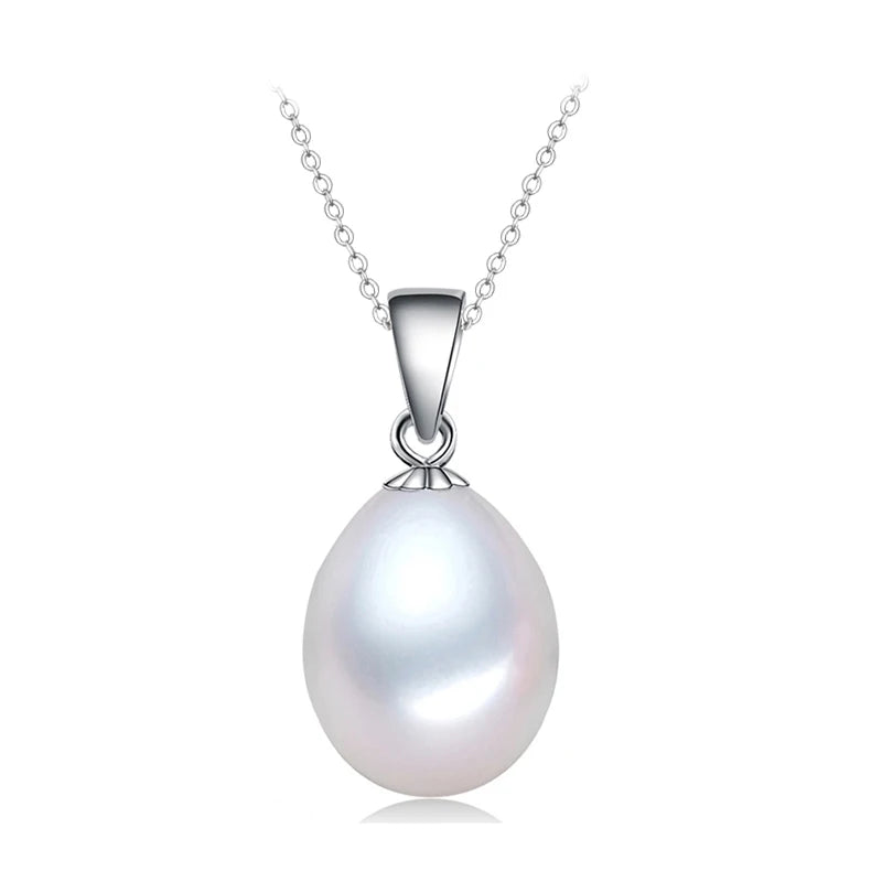 925 Silver Freshwater Pearl Necklace Pendant Women Birthday Gift