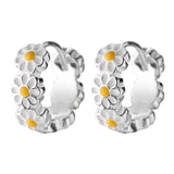 Genuine 925 Sterling Silver Daisy Flower Earrings for Women