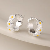 Genuine 925 Sterling Silver Daisy Flower Earrings for Women