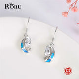 925 Silver Opal Zircon Drop Earrings European Fine Jewelry