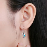 925 Silver Opal Zircon Drop Earrings European Fine Jewelry