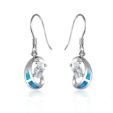 925 Silver Opal Zircon Drop Earrings European Fine Jewelry