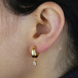 925 Silver Micro Pave Cubic Zirconia Bar Hoop Earrings