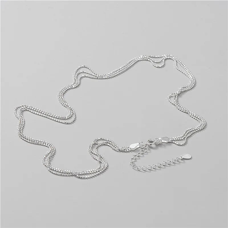925 Sterling Silver Multilayer Bright Chain Necklace for Women