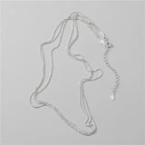 925 Sterling Silver Multilayer Bright Chain Necklace for Women