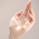 925 Silver Zircon Bowknot Pendant Necklace Rose Plating Jewelry
