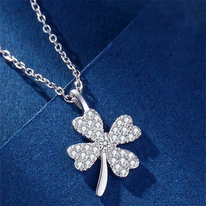 925 Silver Zircon Clover Choker Necklace Women Fine Jewelry