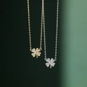 925 Silver Zircon Clover Choker Necklace Women Fine Jewelry