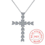 925 Silver Zircon Crystal Cross Pendant Necklace for Women