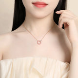 925 Silver Zircon Ear Of Wheat Double Circle Pendant Necklace Women Fine Jewelry
