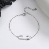 925 Silver Zircon Round Pearl Charm Bracelet Wedding Jewelry