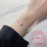 925 Silver Zircon Round Pearl Charm Bracelet Wedding Jewelry