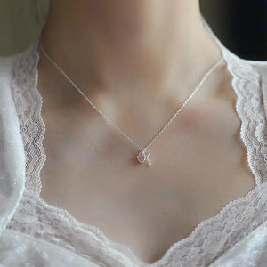 925 Silver Key Lock Necklace Zircon Women Fine Jewelry