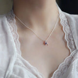 925 Silver Key Lock Necklace Zircon Women Fine Jewelry