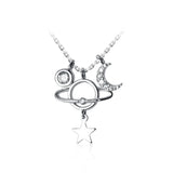 925 Silver Zircon Moon Star Choker Necklace Women Fine Jewelry