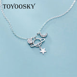 925 Silver Zircon Moon Star Choker Necklace Women Fine Jewelry