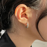 925 Silver Zircon Round Hoop Earrings Women Jewelry