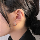 925 Silver Zircon Round Hoop Earrings Women Jewelry