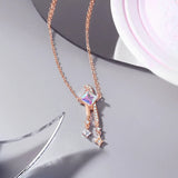 925 Silver Zircon Stars Drop Earrings Rose Plating