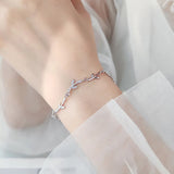 925 Silver Zircon Tree Leaves Bracelet Women Fine Jewelry