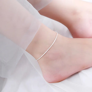 925 Silver Anklet Crystal Foot Chain For Women