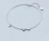 925 Silver CZ Star Chain Anklet Bracelet Adjustable GTLS256