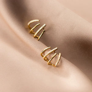 Mini CZ Set Four Row Rows Ear-Bone Stud Earrings C-G7193