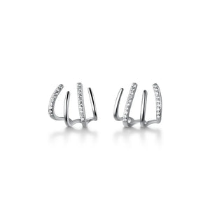 Mini CZ Set Four Row Rows Ear-Bone Stud Earrings C-G7193