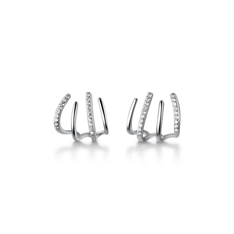 Mini CZ Set Four Row Rows Ear-Bone Stud Earrings C-G7193