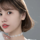 Mini CZ Set Four Row Rows Ear-Bone Stud Earrings C-G7193