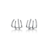 Mini CZ Set Four Row Rows Ear-Bone Stud Earrings C-G7193
