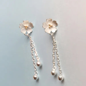 925 Sterling Silver Flower Earrings Statement Jewelry for Women