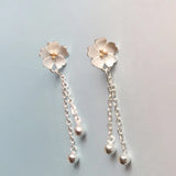 925 Sterling Silver Flower Earrings Statement Jewelry for Women