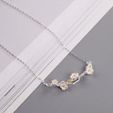 925 Silver Plum Flower Pendant Necklace Minimalist Fine Jewelry