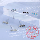 925 Silver Zircon Crystal Turquoise Stud Earrings for Women