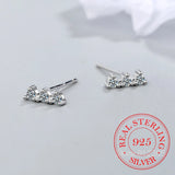 925 Silver Zircon Crystal Turquoise Stud Earrings for Women