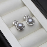 925 Silver Flower Pearl Earrings, Anniversary Gift