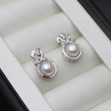 925 Silver Flower Pearl Earrings, Anniversary Gift