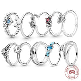 925 Sterling Silver Bow Mouse Crown Heart Ring for Women