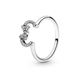 925 Sterling Silver Bow Mouse Crown Heart Ring for Women