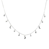 925 Silver Filled Vermeil Mini Moon Star Charm Choker Necklace