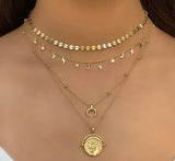 925 Silver Filled Vermeil Mini Moon Star Charm Choker Necklace