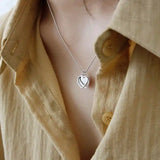 Real 925 Silver Double Heart Love Choker Necklace