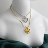Real 925 Silver Double Heart Love Choker Necklace