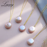 925 Sterling Silver Chain Necklace with Coin Pearl, Baroque Pearl Gift