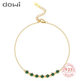 925 Vintage Green Red Crystal Bracelet Zircon Charm Jewelry