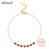 925 Vintage Green Red Crystal Bracelet Zircon Charm Jewelry