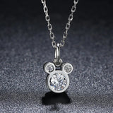Real 925 Zircon Mouse Pendant Necklace Crystal Rhinestone Choker Jewelry