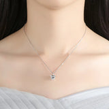 Real 925 Zircon Mouse Pendant Necklace Crystal Rhinestone Choker Jewelry